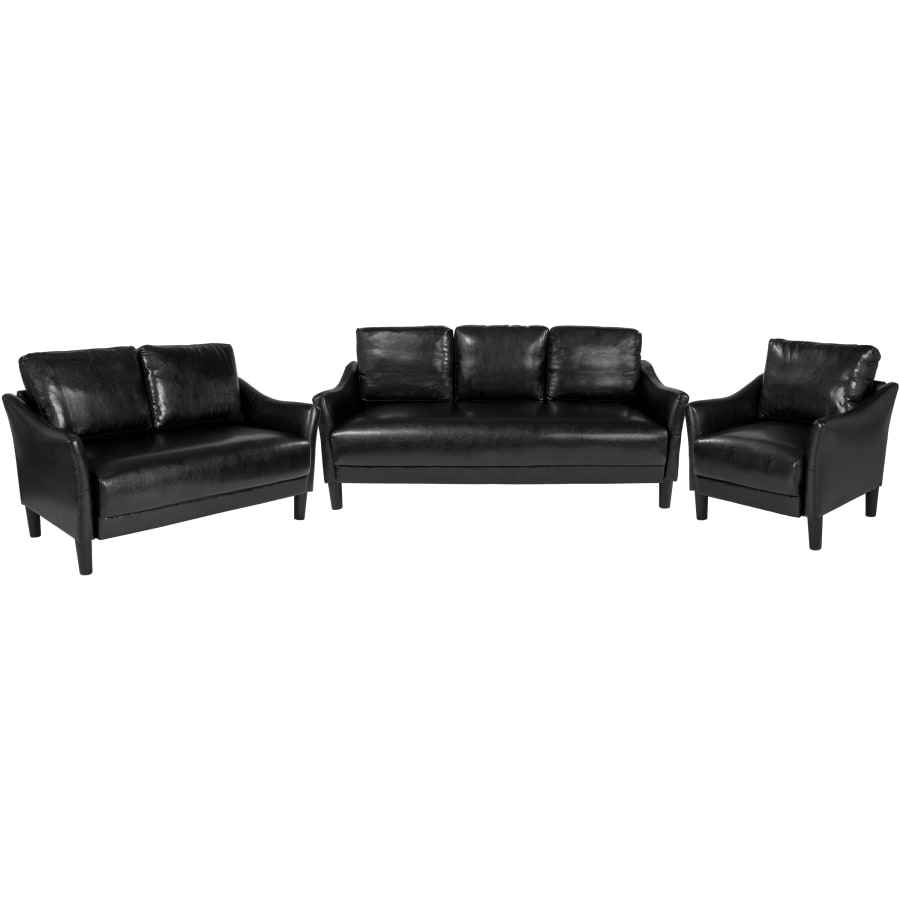 Delacora Asti Three Piece Leather Upholstered Living Room Set