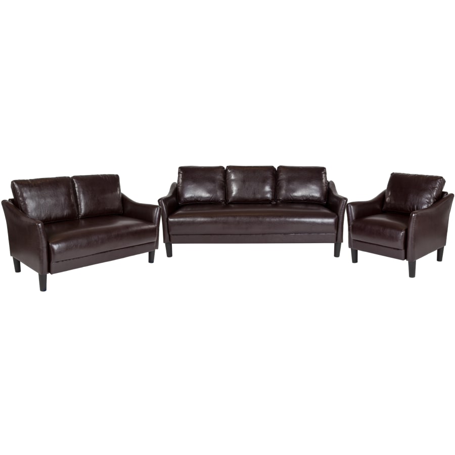 Delacora Asti Three Piece Leather Upholstered Living Room Set