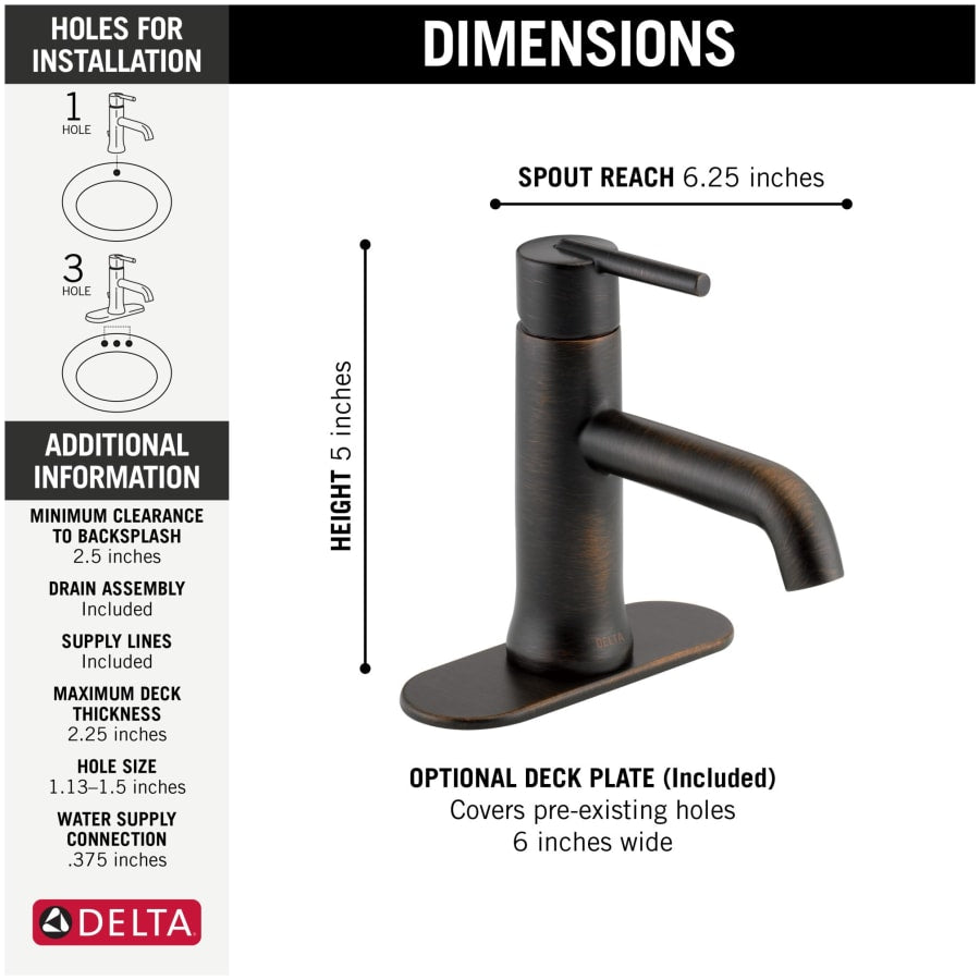 Delta Trinsic Widespread Bathroom Faucet with Metal Drain Assembly - Includes Lifetime Warranty