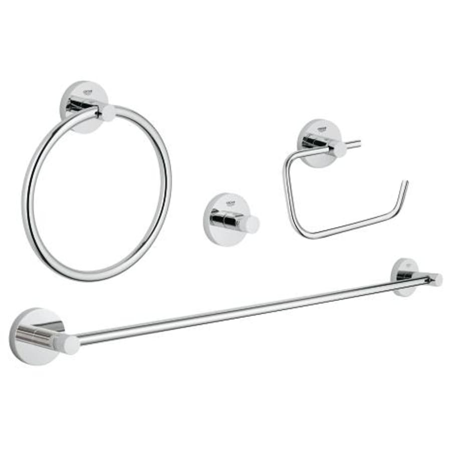 Grohe Essentials Bathroom Package with Towel Bar, Towel Ring, Robe Hook, and Tissue Holder