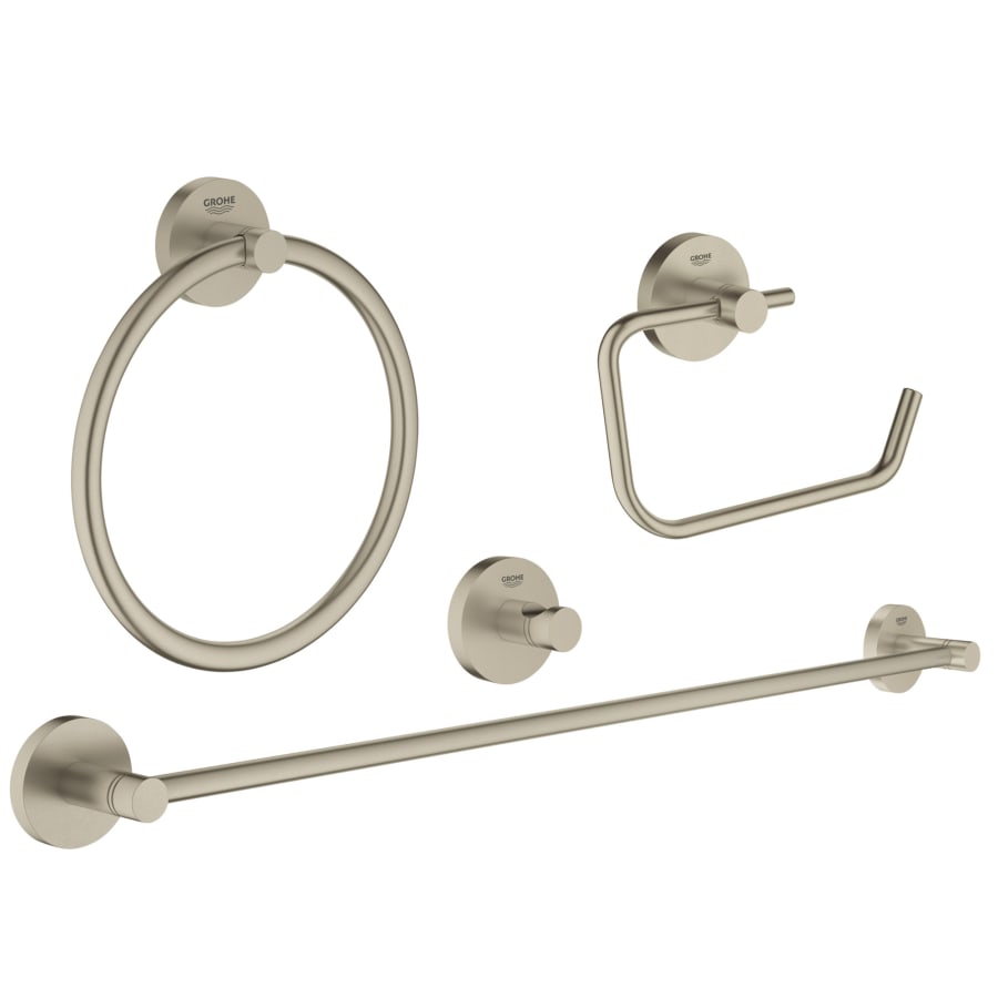 Grohe Essentials Bathroom Package with Towel Bar, Towel Ring, Robe Hook, and Tissue Holder