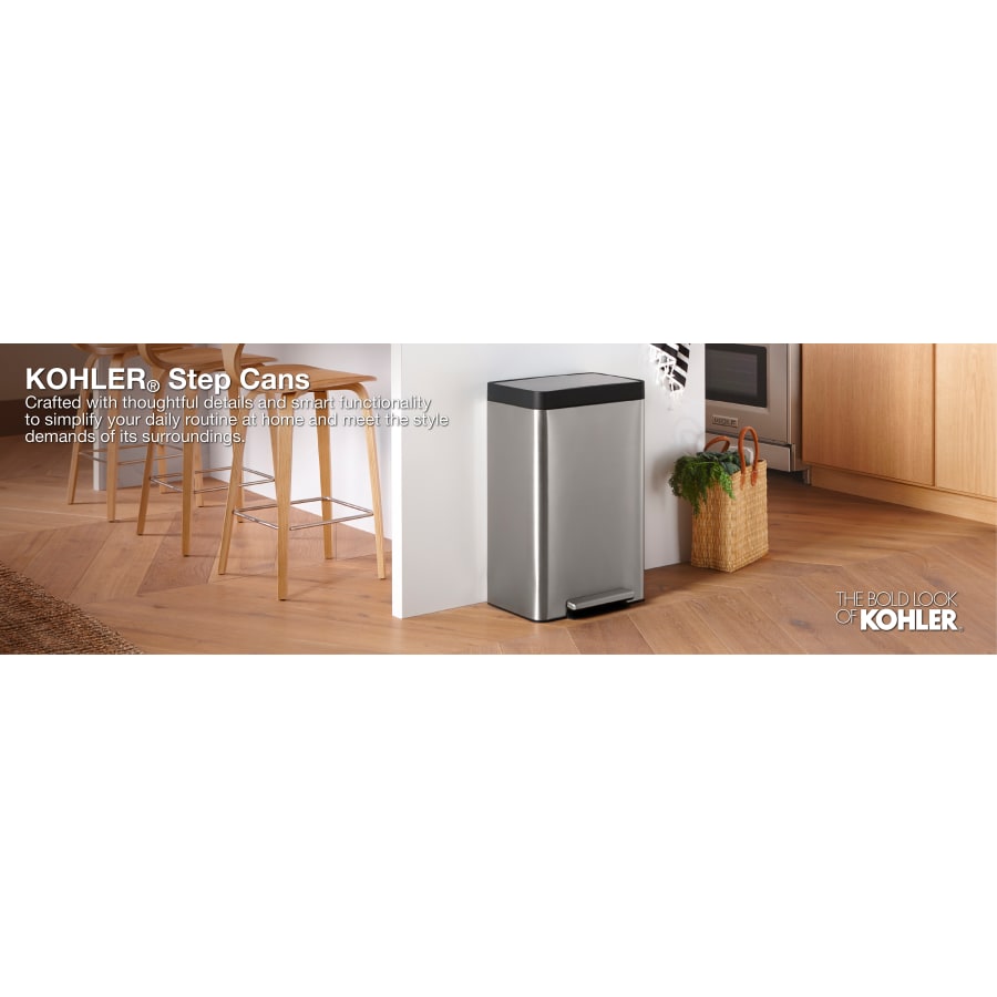 Kohler 9.5 Liter Rectangular Step Trash Can with Liner