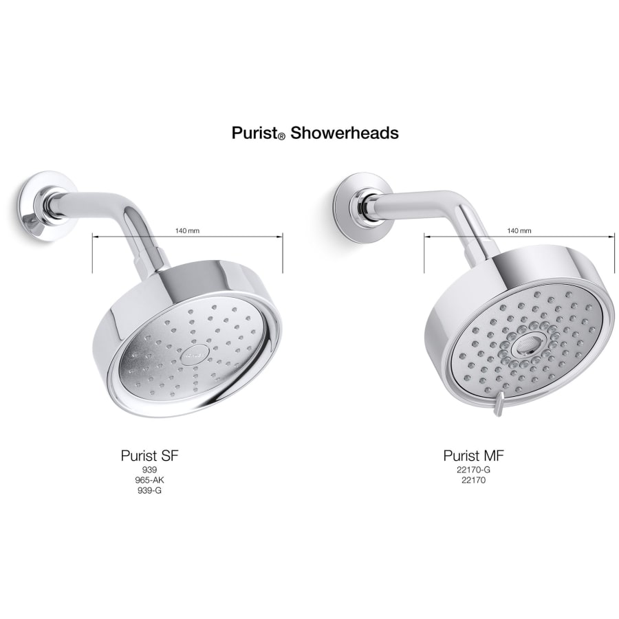 Kohler Purist 2.5 GPM Multi Function Shower Head with MasterClean and Katalyst Air-Induction Spray Technology